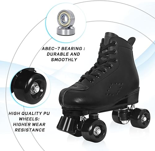 Miniatura 2 de Nattork Patines de ruedas para mujer con ruedas iluminadas, patines retro unisex para exteriores e interiores, patines de doble fila con purpurina
