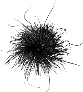 Fluffy Schwarze Straußenfeder, DIY Anstecker Brosche für Kleidung & Haaraccessoire, Vintage Boho Style für Damen Braut Hochzeit Party Fasching, Hut Fascinator Deko
