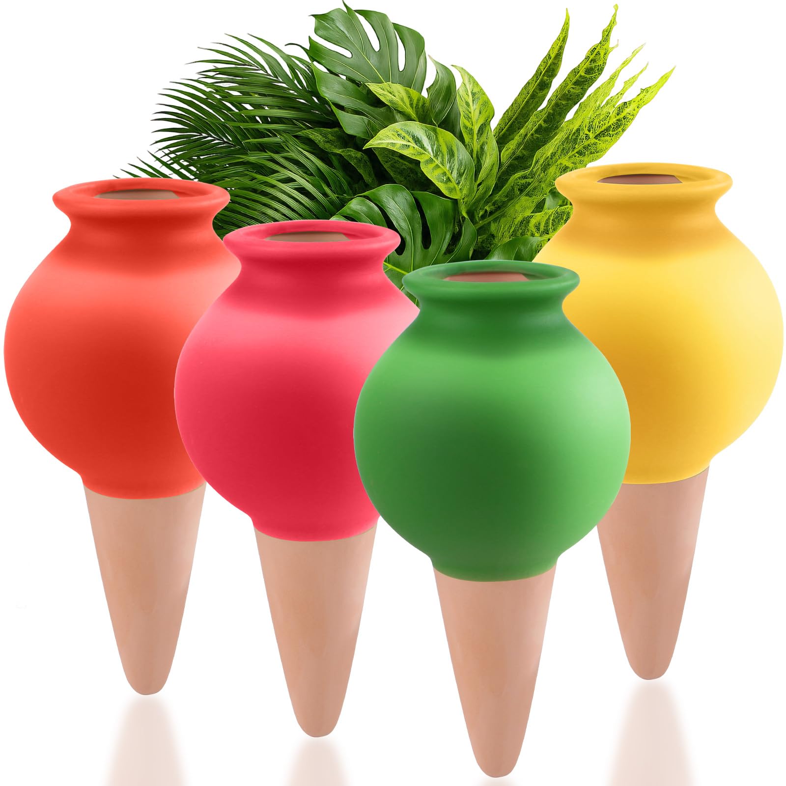 Terracotta Watering Spikes Set of 4, Small Self Watering Bulbs for Indoor & Outdoor Plant…
