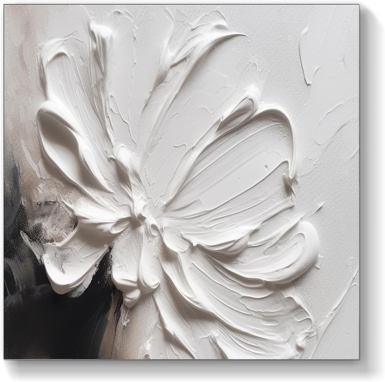 Original 40x40 Inch Handmade Flower Oil Painting on Canvas - Texture Knife Floral Art for Modern Living Room Decor, Unstretched