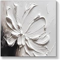 Original 40x40 Inch Handmade Flower Oil Painting on Canvas - Texture Knife Floral Art for Modern Living Room Decor, Unstretched