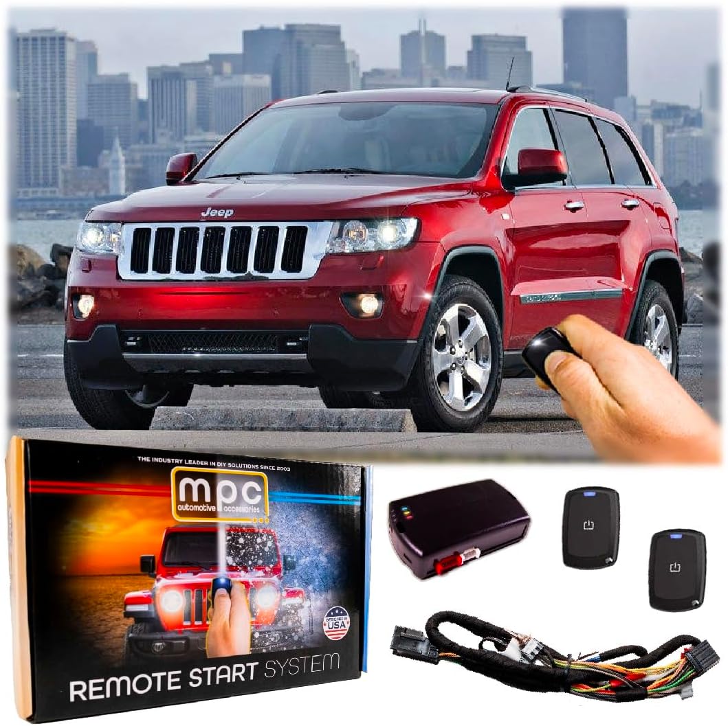 MPC Complete Plug-n-Play 1-Button Remote Start Kit Compatible with Jeep Grand Cherokee 2008-2010 Gas - with T-Harness