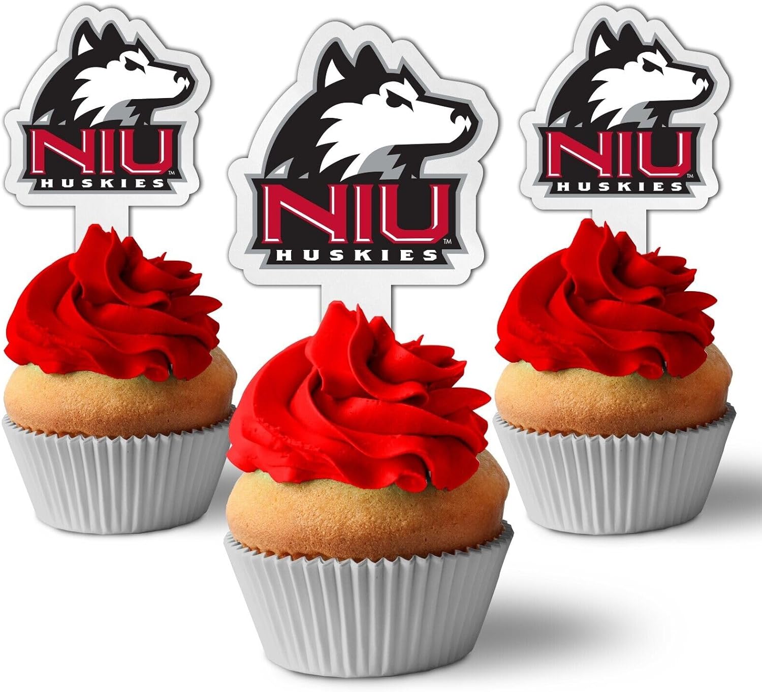 Northern Illinois University Cupcake Toppers, Officially Licensed NIU Huskies Cupcake Picks, Solid Plastic by VictoryStore (25)