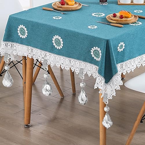 Miniatura 6 de AVLA Juego de 16 pesos para mantel, colgantes de cristal con abrazaderas de clip de metal, prismas de lágrima pesada de vidrio, perchas para