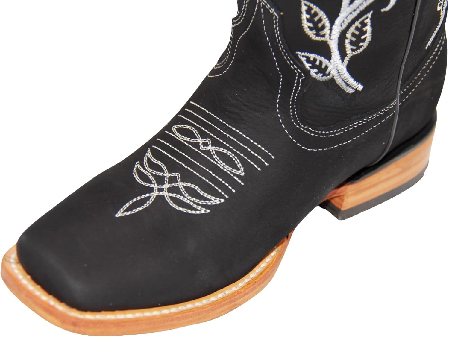Women’s Square Toe Cowgirl Cowboy Boot Embroidered Floral Roses Western Boots Black