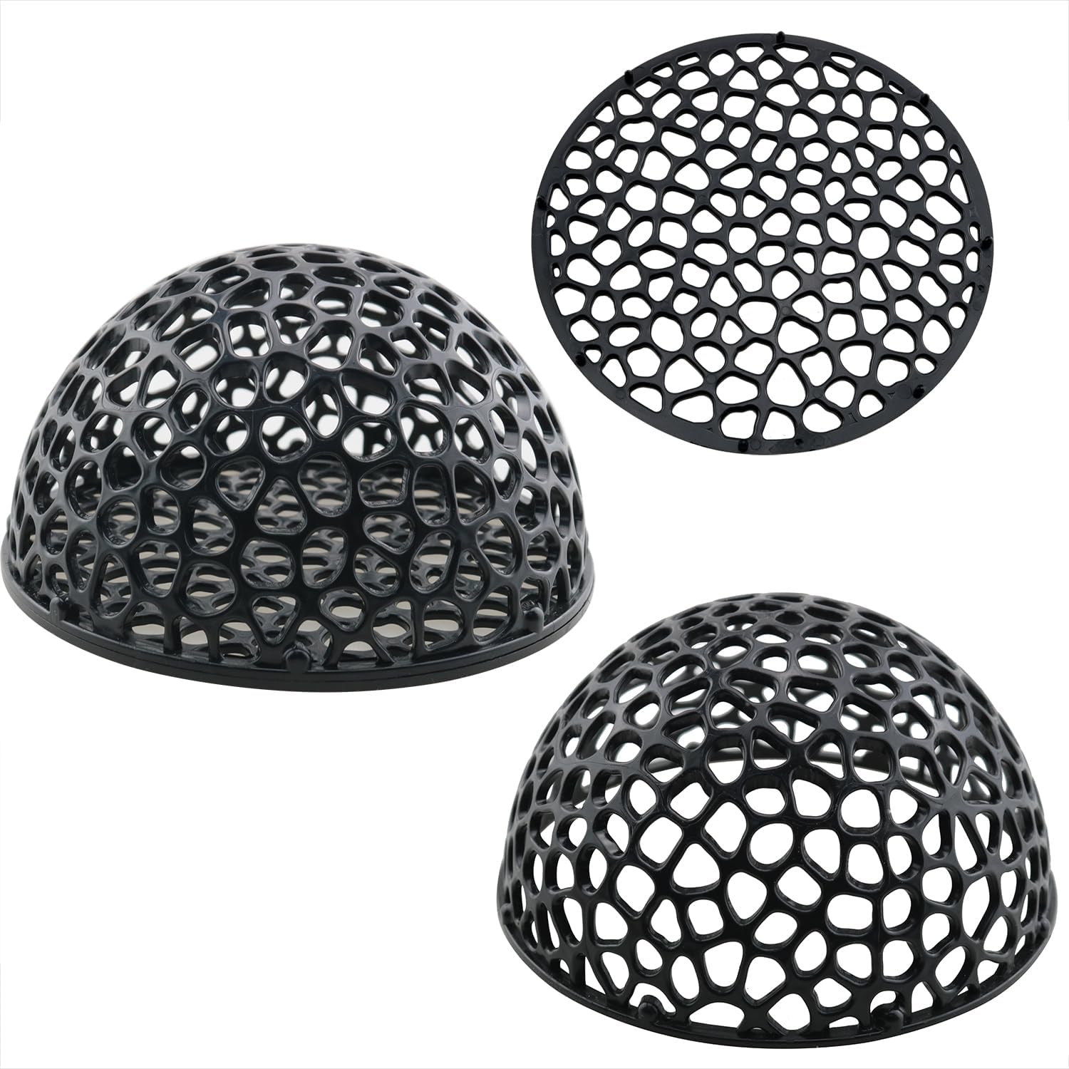 2PCS Hollow Fish Half Sphere Hideaway House Hollow Hemispherical Aquarium Cave Shrimp Habitat Breeding Shelter for Small Aquariums Plastic Tunnel Cave 2.17×4.05 inches Black