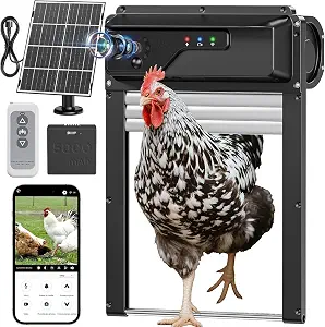 WiFi Automatic Chicken Coop Door with Camera, Solar Powered, App Control, Timer & Night Sensor