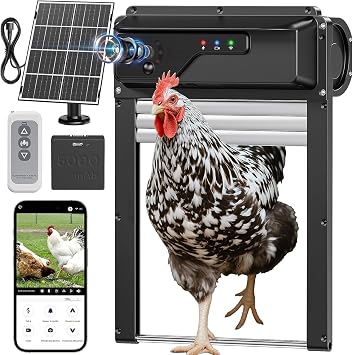 WiFi Automatic Chicken Coop Door with Camera, Solar Powered Chicken Door