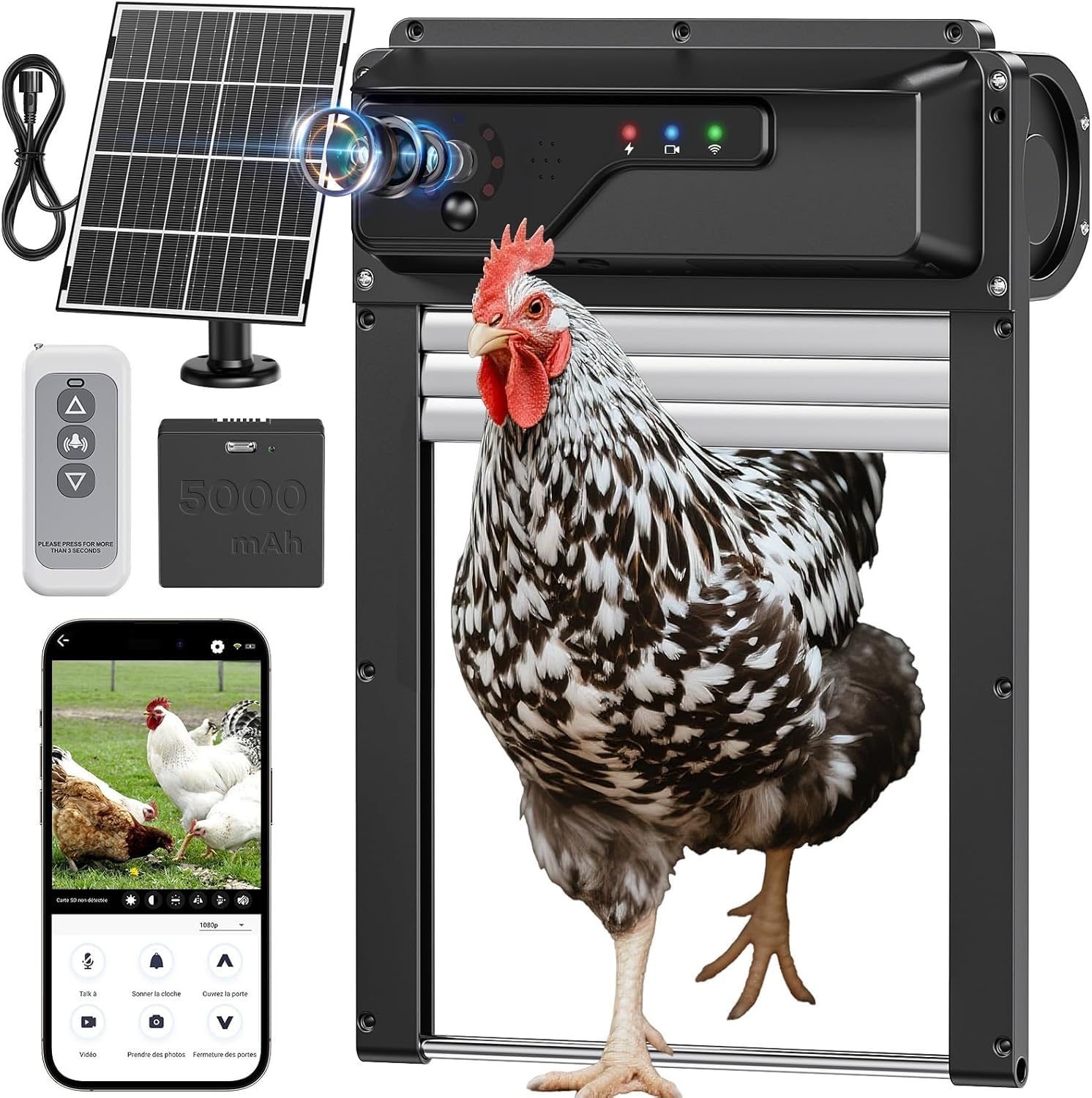 MASTERFUN WiFi Automatic Chicken Coop Door with Camera