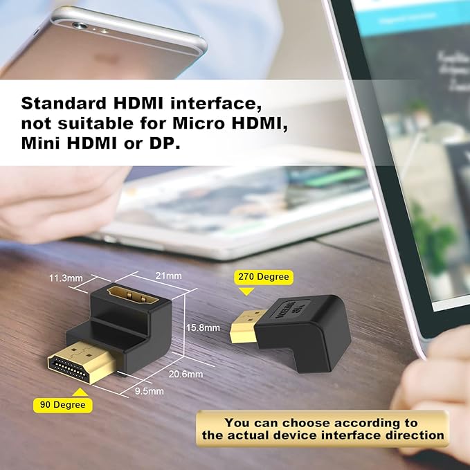 Adaptador HDMI 2.1 8K Ángulo Recto VCELINK 4 Unidades miniatura 5