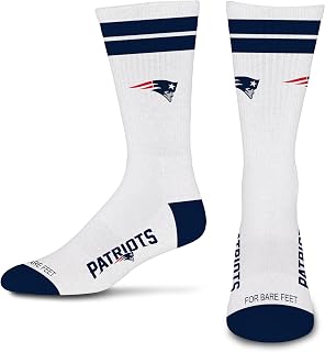 For Bare Feet NFL White Stripes Crew Sock LARGE