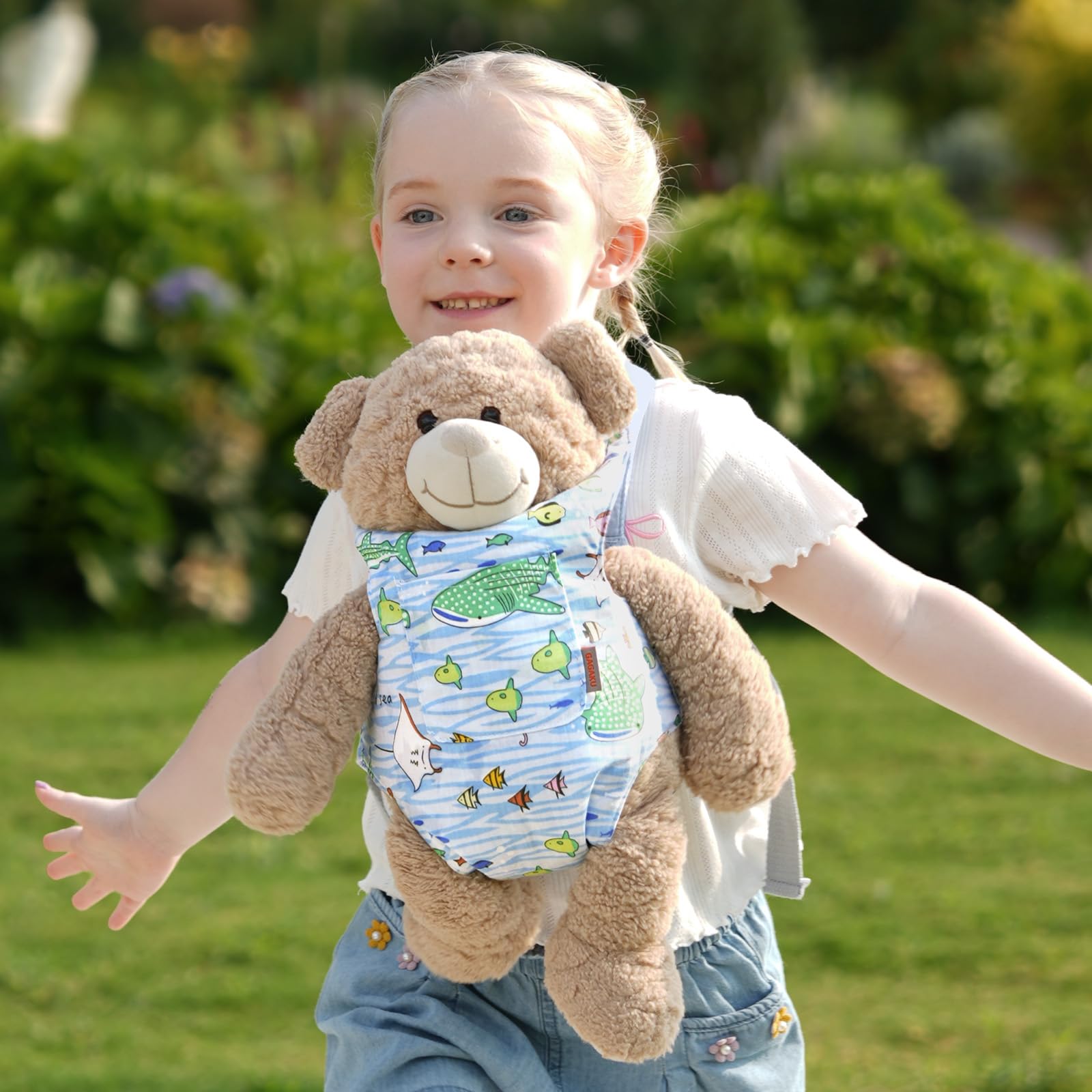 GAGAKU Baby Doll Carrier for Toddlers Toy Baby Carrier for Kids Reborn Dolls Accessories for Little Girls - Blue - Fish - Image 4