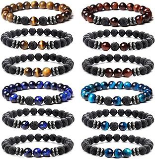 MOZAKA Lava Stone Bead Bracelets Set