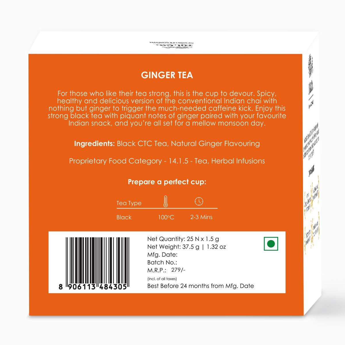 TGL Co. Pure Ginger Black Tea, 25 Tea Bags