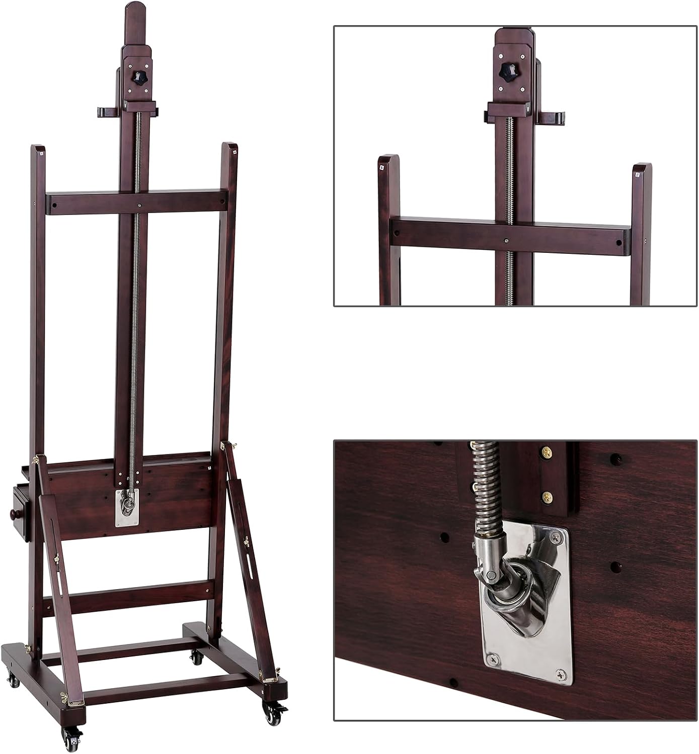 MEEDEN Extra-Large Art Painting Easel - Professional Artist Crank With Height Adjustable 71" to 98" - Heavy Duty Beech Wood Studio H Frame Stand for Painting Canvas up to 83"