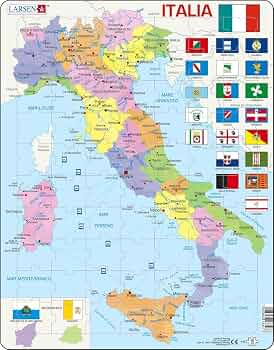 Puzzle Carte Italie Larsen - 70 Pièces, Éducatif, Format Cadre, Apprentissage Géographie