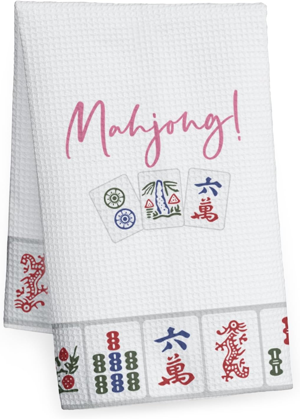 Mahjong Gifts Dish Towels for Women Friends, Floral Mahjong Decorative Waffle Weave Kitchen Towels for Home Bar Bathroom, Gifts for Housewarming Birthday Friendship Mothersday