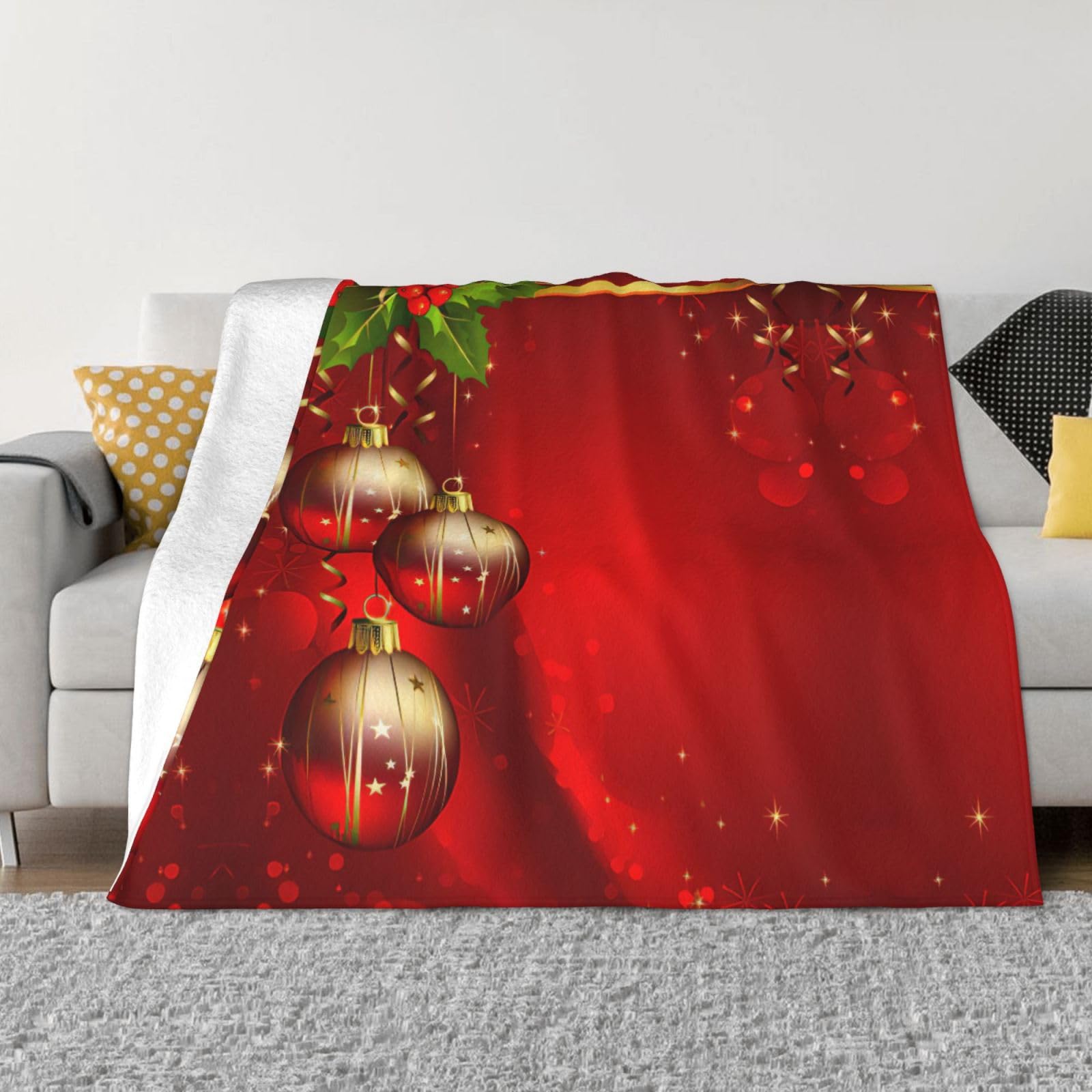 Couverture en micro-polaire lanterne de Noël, cadeau idéal