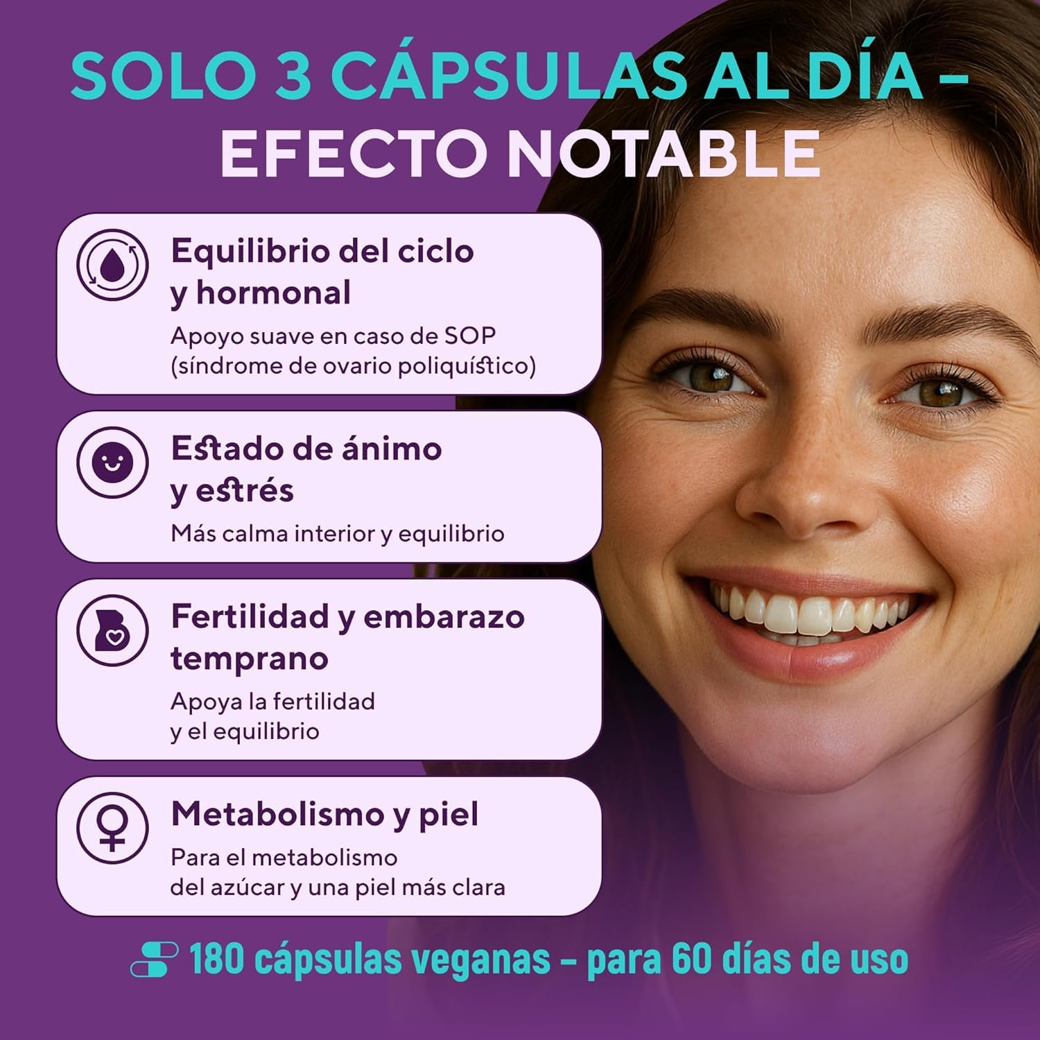 Inositol Myo & D-Chiro (Cápsulas) con Ácido Fólico – 2200 mg por Porción – Apoyo al Ciclo y Equilibrio Hormonal – 180 Cápsulas Veganas – Alta Biodisponibilidad – Suplemento Certificado GMP