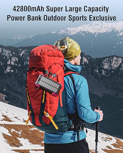 Miniatura 7 de Cargador solar, cargador portátil inalámbrico de 42800 mAh con entrada y salida USB-C, carga rápida QC3.0 de 15 W, 4 puertos, batería para