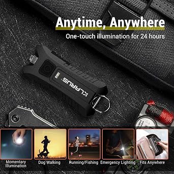 klarus Mi2 Mini LED Keychain Flashlights, Super Lightweight & Small Rechargeable 40 Lumens EDC Flash Light with Built-in Battery and USB Cable(Black)