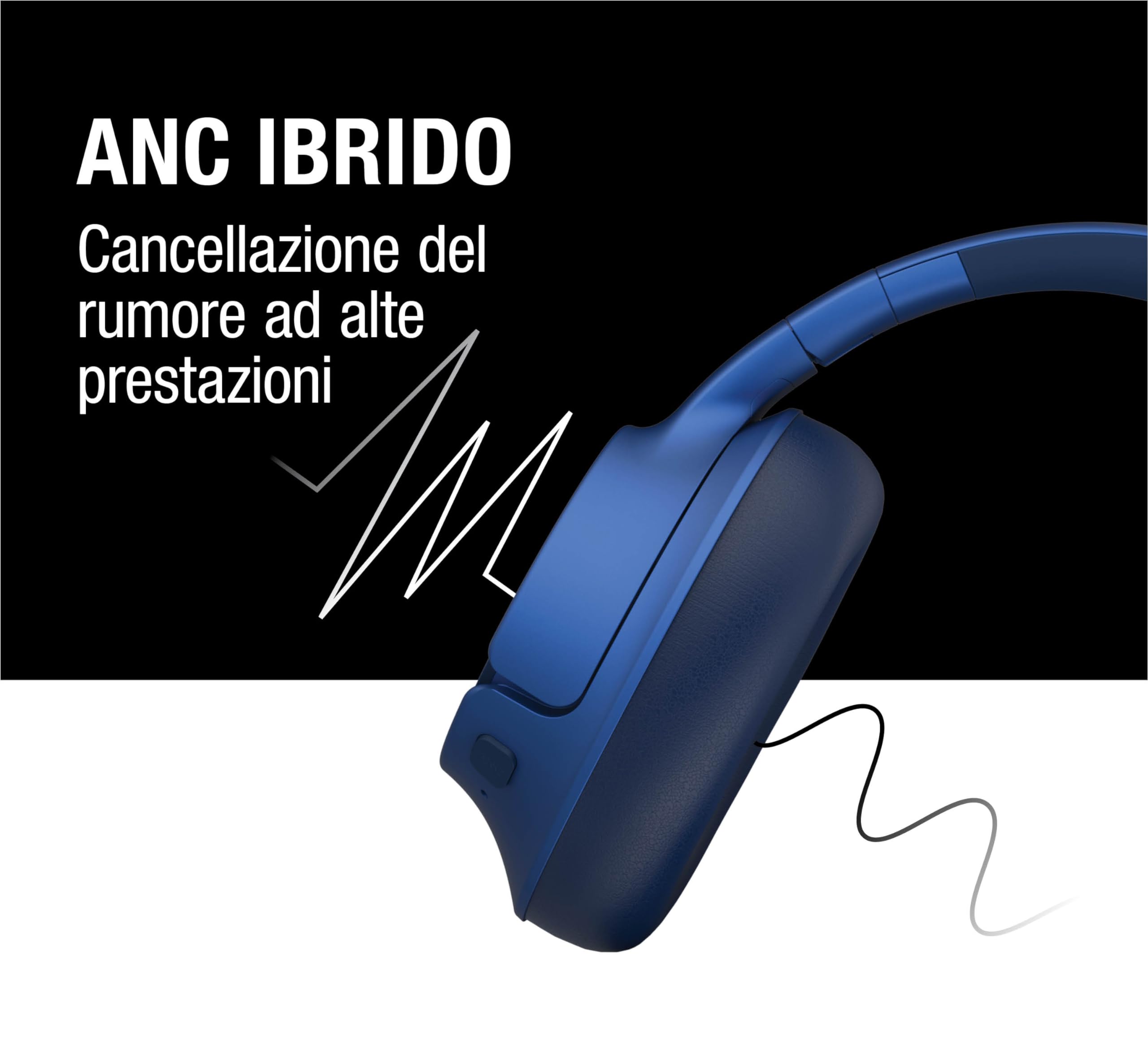 Fresh 'n Rebel Clam Fuse Cuffie Bluetooth Over Ear con Cancellazione Attiva del Rumore Ibrida, con Microfono ENC (chiamate perfette), Modalità rumore ambientale, 45h di Autonomia, Senza Fili (Blu)