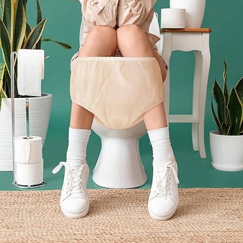 Miniatura 6 de 9 piezas de pantalones de plástico impermeables para incontinencia, a prueba de fugas, ropa interior para adultos (L, color nudo)