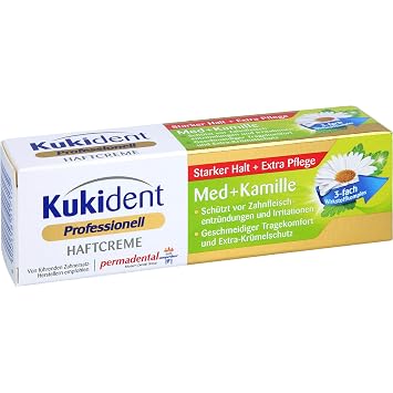 Kukident Extra Strong Denture Adhesive Cream with Camomile Extract 1.41 Oz