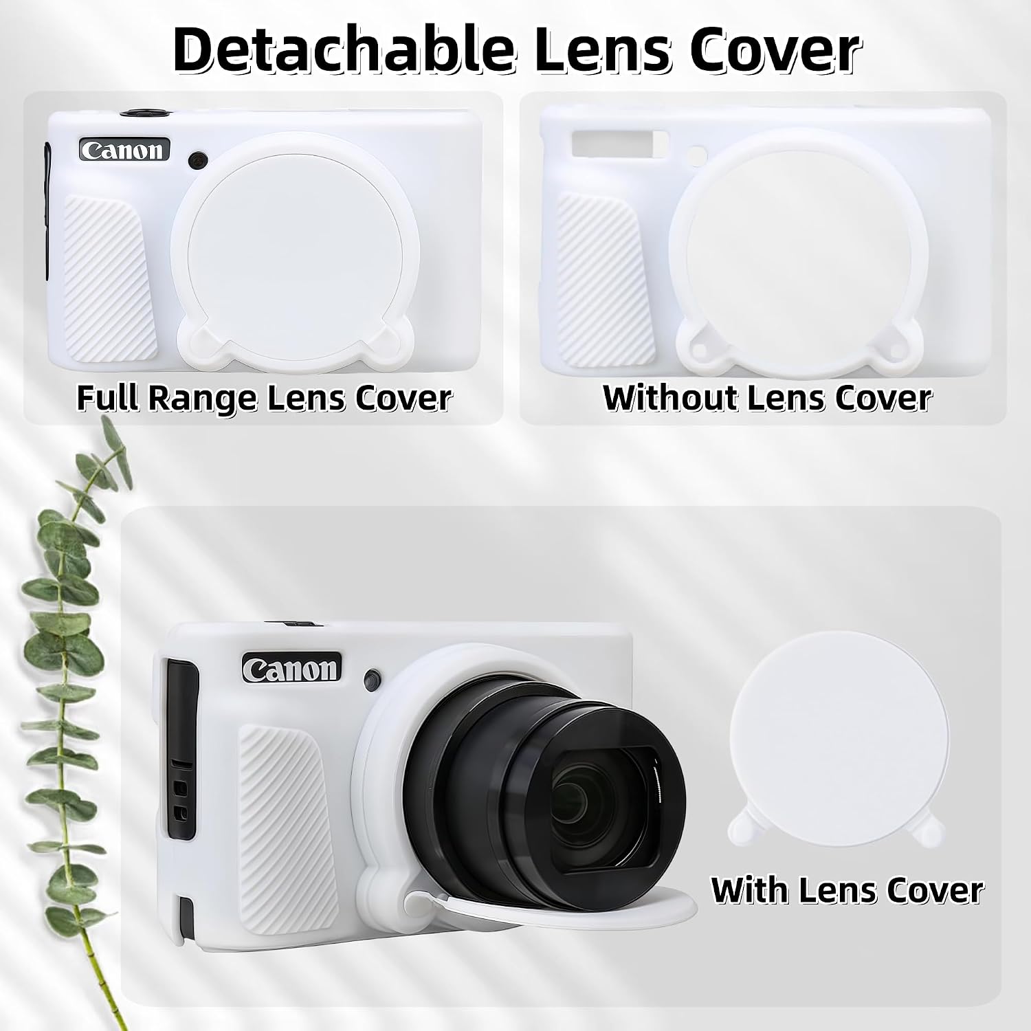 Camera Case for Canon PowerShot SX740/ SX730 Digital Camera,SX740 HS Case, Soft Silicone Protective Case Removable Lens Cover,Comes with 2 Screen Protectors and 1 Wrist Strap. (White)