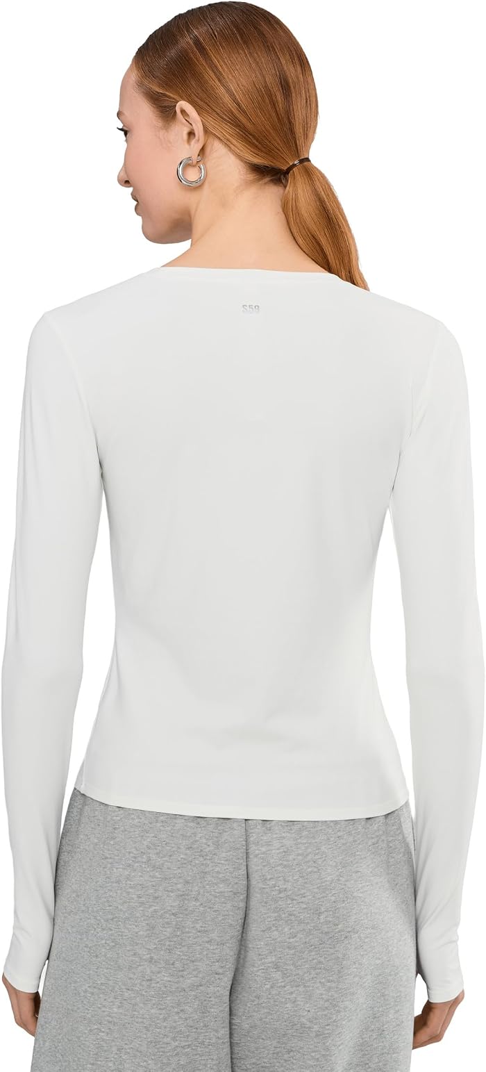 Женский топ Splits59 Airweight Lite Long Sleeve Waist Length, цвет: Белый — фото 4