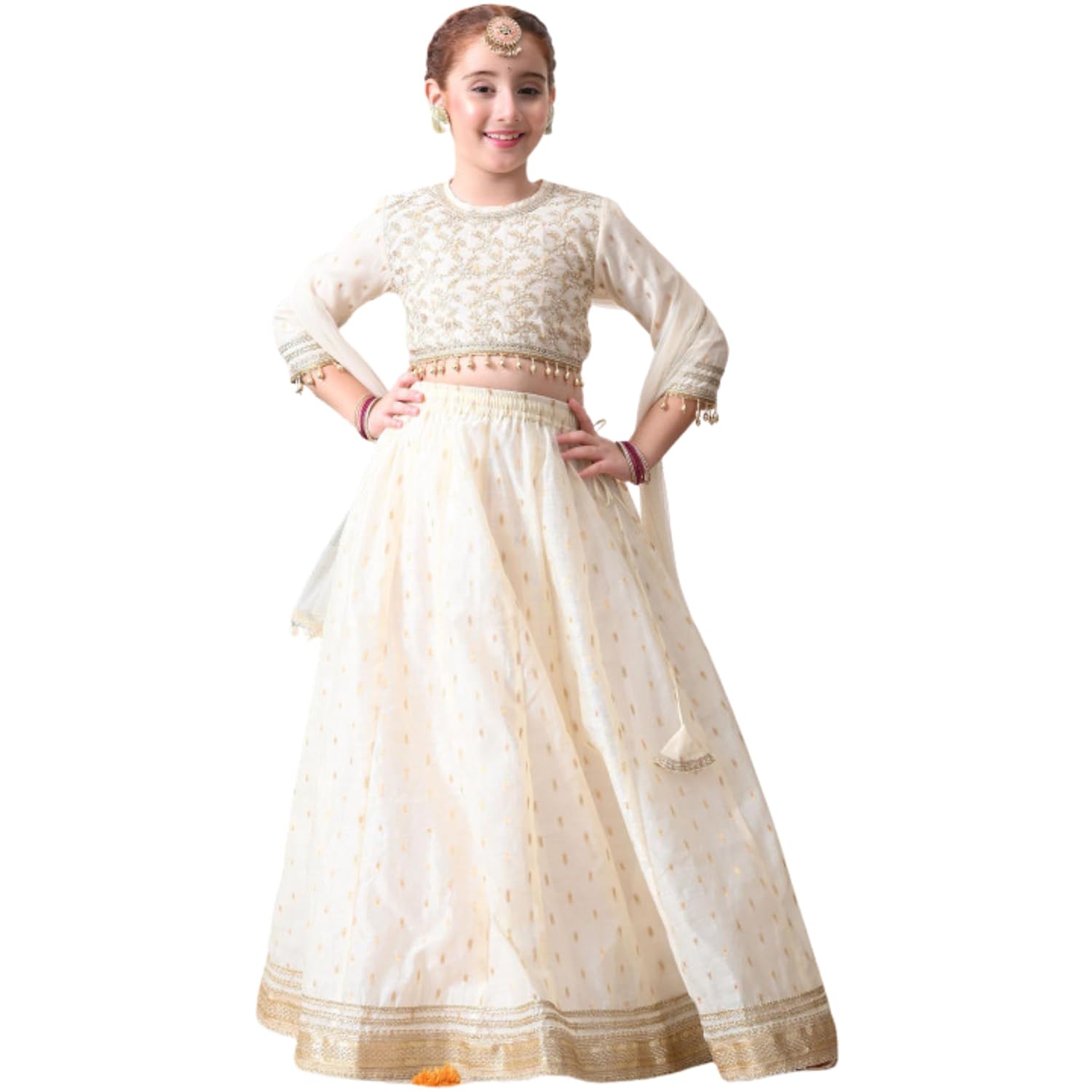 JAI CLOTHING Premium Kids Girls Off White Embroidered Lehenga Choli with Net Dupatta - Review, Price and Buying Guide