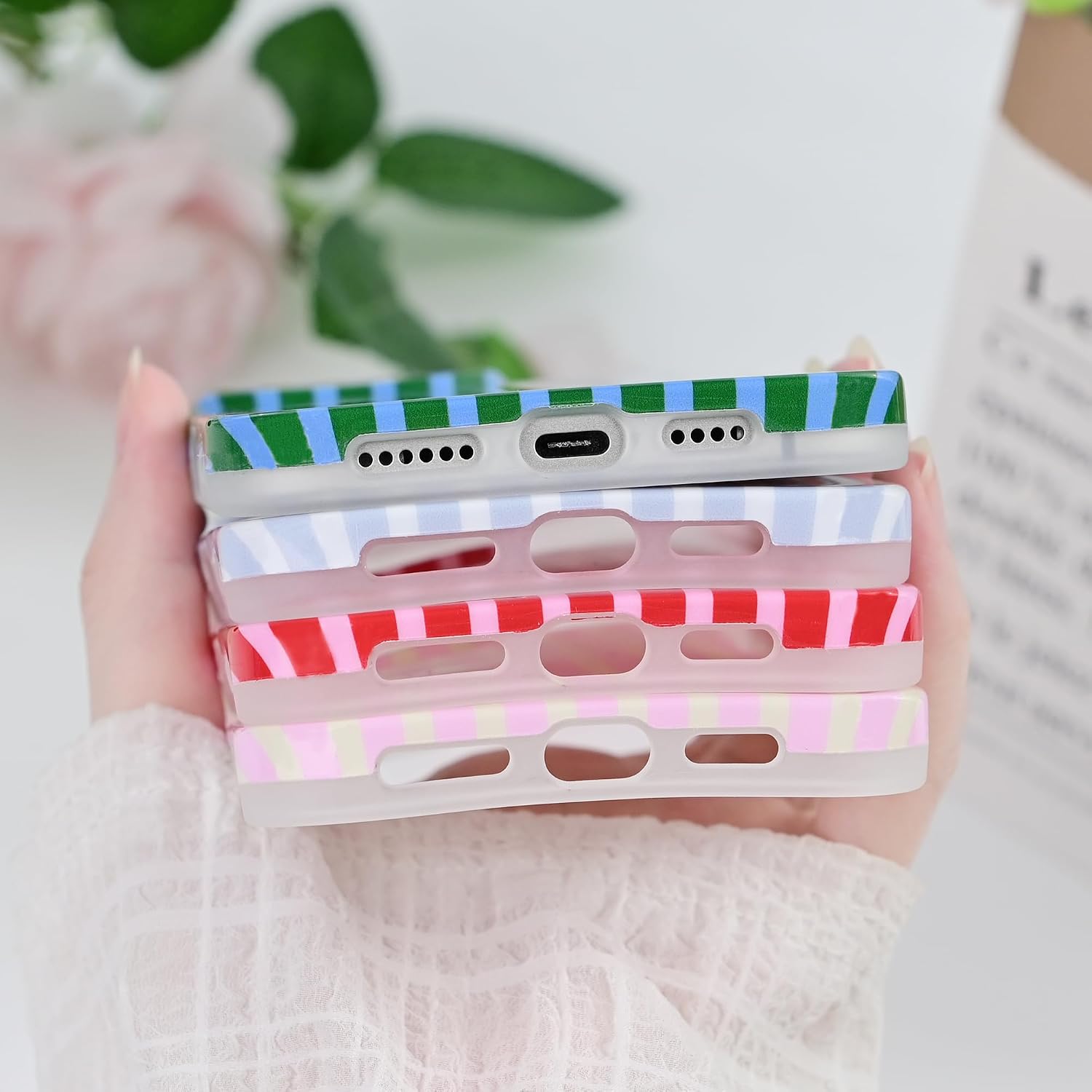 Cute Striped Case for iPhone 16 Pro 6.3",Pink image 3