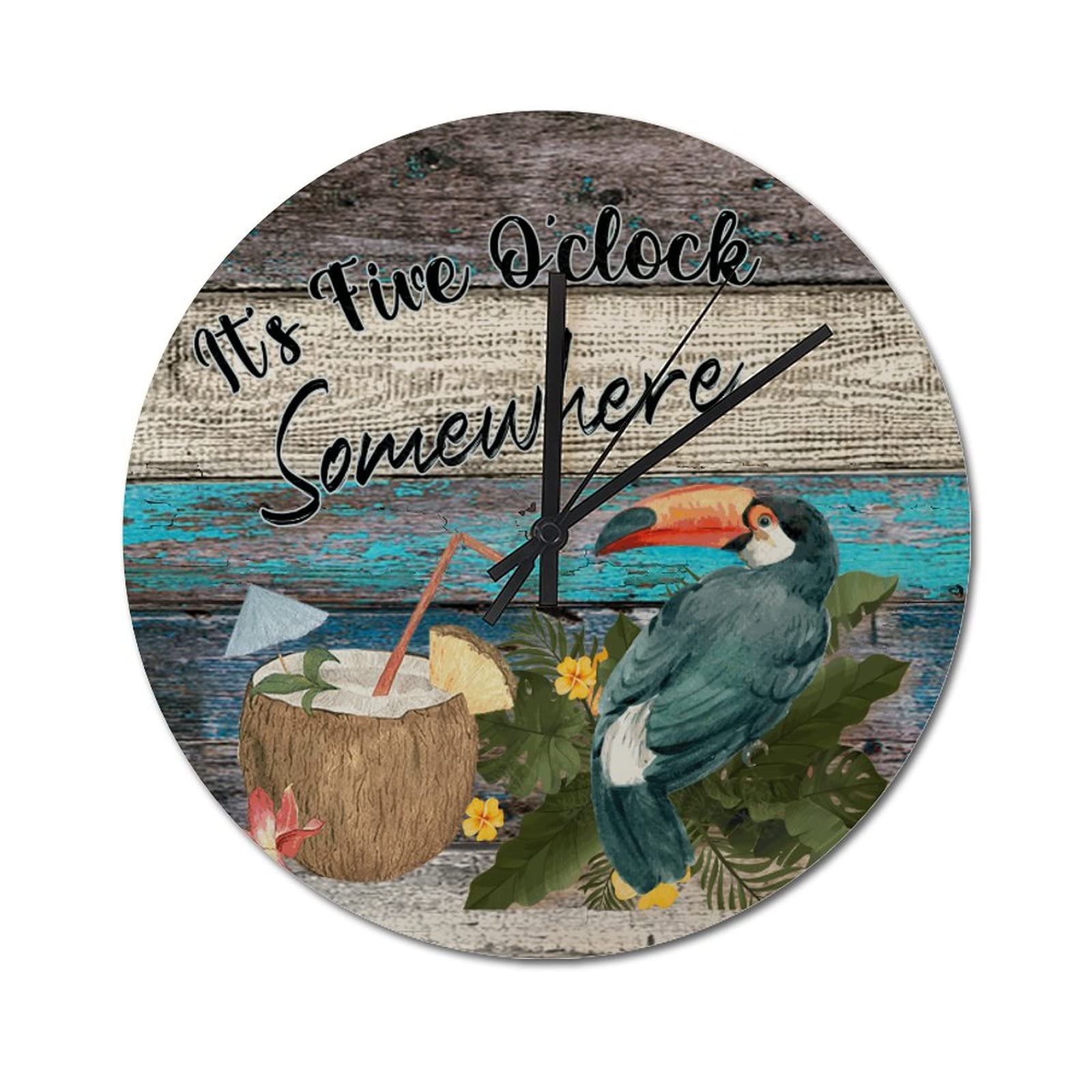 Horloge murale Its Five O Clock Somewhere silencieuse de 38cm pour decoration bar et maison