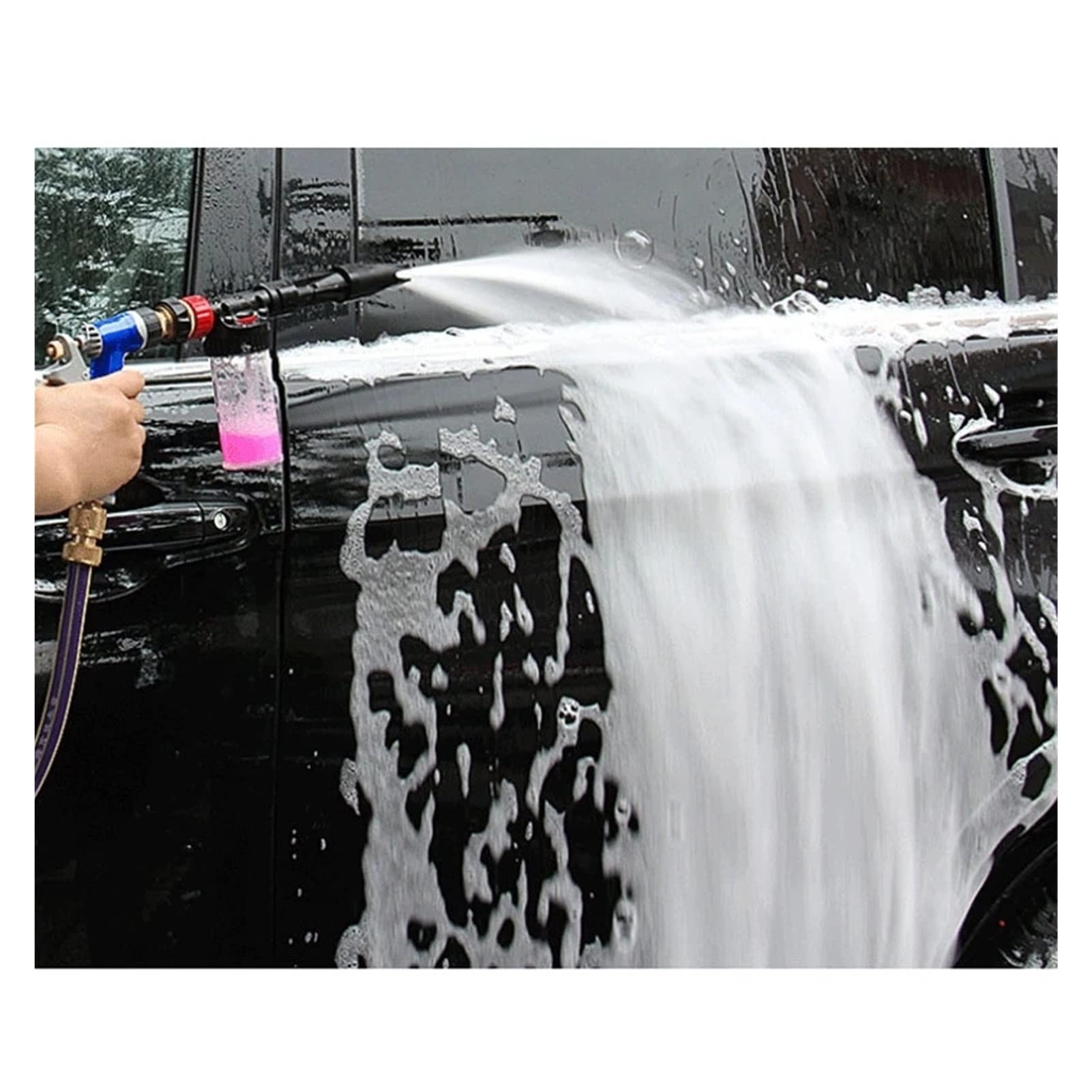 Pistola de agua de alta presión Lavado de coches Lanzas Pistola de espuma Hogar Jardín Irrigación Hidrolimpiadora Sprinkler Metal Boquilla (Color : Gun set)