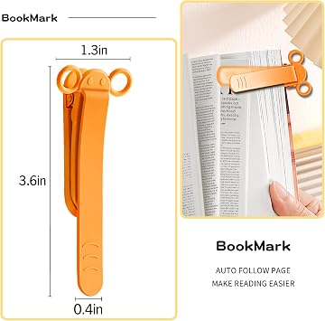 3pcs Page Bookmarks for Reading, Automatic Book Marks Tailored for Book Enthusiasts, Unique and Cute Book Page Holder Markers Clip Reading Accessories Gifts(Green Pink Orange)