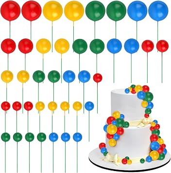 40Pcs Balls Cake Toppers Pearl Foam Ball Cake Picks Mini Balloon Cupcake Toppers Insert Bubble Balls DIY Decoration for Kids Baby Shower Birthday Party Wedding Supplie Anniversary Decorations