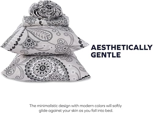 Miniatura 5 de BLC Paisley - Juego de sábanas tamaño King, 1800 hilos de microfibra de doble cepillado de alta calidad con bolsillo profundo de 15 pulgadas,