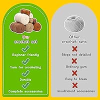 Vista 4 de UzecPk Kit de ganchillo para principiantes, kit de ganchillo, 4 piezas de posavasos de ganchillo con hilo de ganchillo, gancho de ganchillo, video
