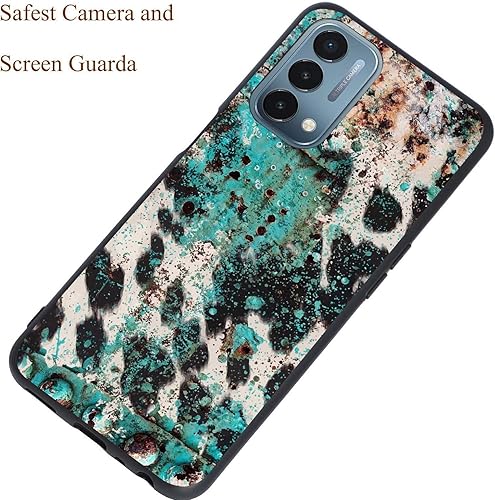 Miniatura 3 de KSHSAA Funda diseñada para OnePlus Nord N200 5G, cuero de vaca turquesa occidental, diseño retro para OnePlus, funda de silicona suave a prueba de
