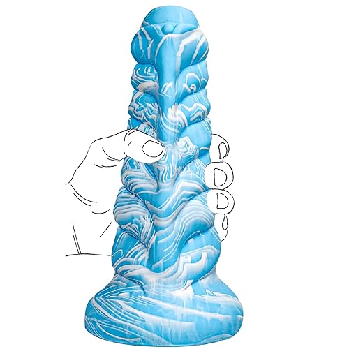 Thick Monster Dildo Sex Toys: 2.3'' Fantasy Dildo Wide Adult Toy with Ridges & Beads for G Spot Stimulation, 8" Tapered Liquid Silicone Dildos with Suction Cup, Anal Sex Toy for Men Women - 2.3'' Diameter