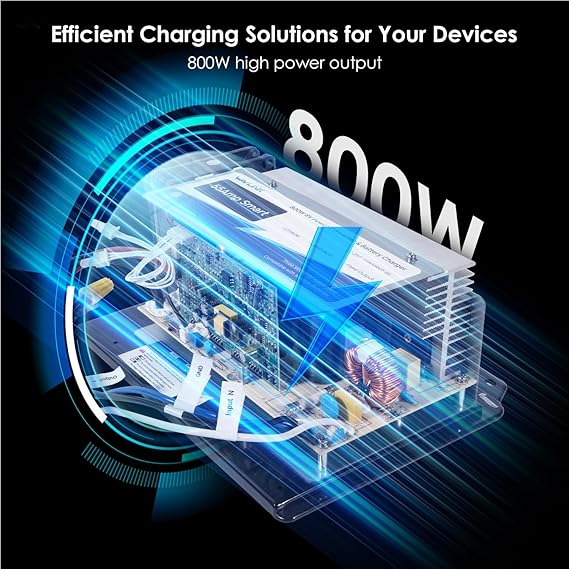 WAVLINK WF-8955-MBA 55Amp RV Power Converter, 120V AC to 12V DC Battery Charger with 3 Smart Charging Modes, 13V-16.5V Adjustable Operating Range, Multi-Stage Charging Assembly (Indicator Light)