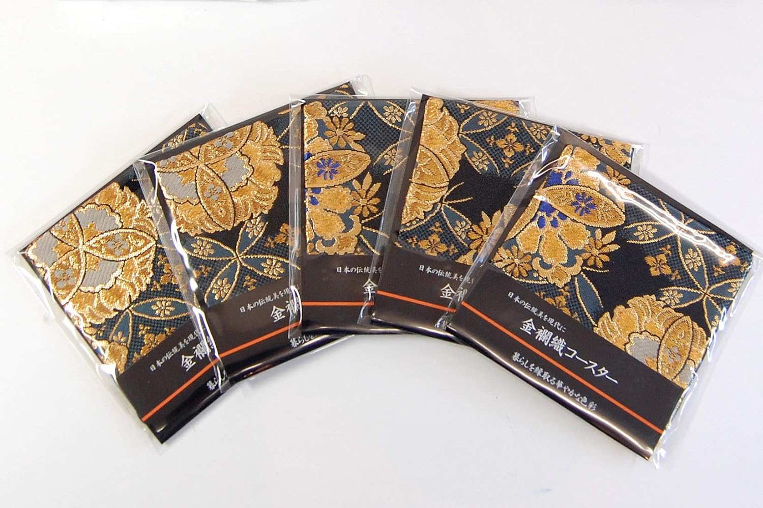 Ideal for Gifts. A Coaster Using Japanese Kimono. 5 Sheets Set. Boxed and Packaged. Pattern Name Genroku. image 4