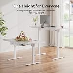HLDIRECT Electric Standing Desk, 47 x 31 Inch Height Adjustable Desk with Power Outlets Ergonomic Sit Stand Desk with Drawers Computer Desk with Memory Presets for Home Office, Workstation, White