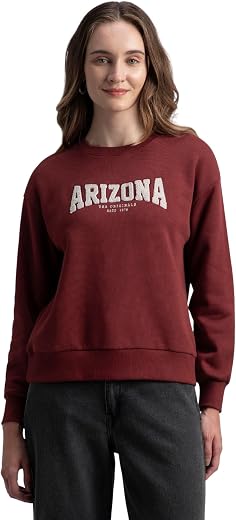 Jockey U113 Women's Super Combed Cotton Rich Fleece Fabric Oversized Printed Sweatshirt with StayWarm Tech