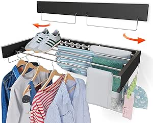 MOLOR Wall-Mounted Hidden Clothes Drying Rack, 32 Inch Laundry Room ...