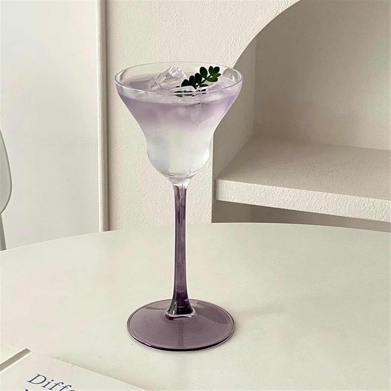 kitchen glasses Stemmed Martini Glasses, 6.4oz Elegant Colored Cocktail Cups Long Stem Coupe(Brown)