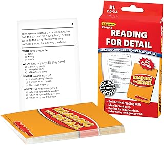 Edupress Reading Comprehension Practice Cards, Reading for Detail, Red Level (EP63061) Medium