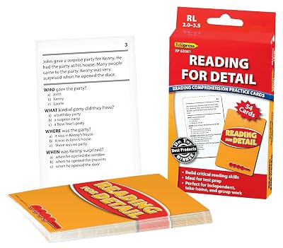 Edupress Reading Comprehension Practice Cards, Reading for Detail, Red Level (EP63061)