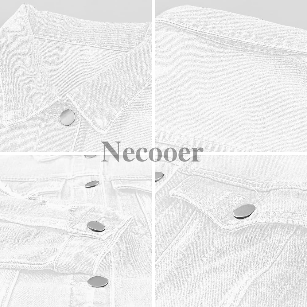 Necooer Women's Jean Jacket Distressed Washed Button Up Boyfriend Denim Jacket Coat With Pockets - Image 5