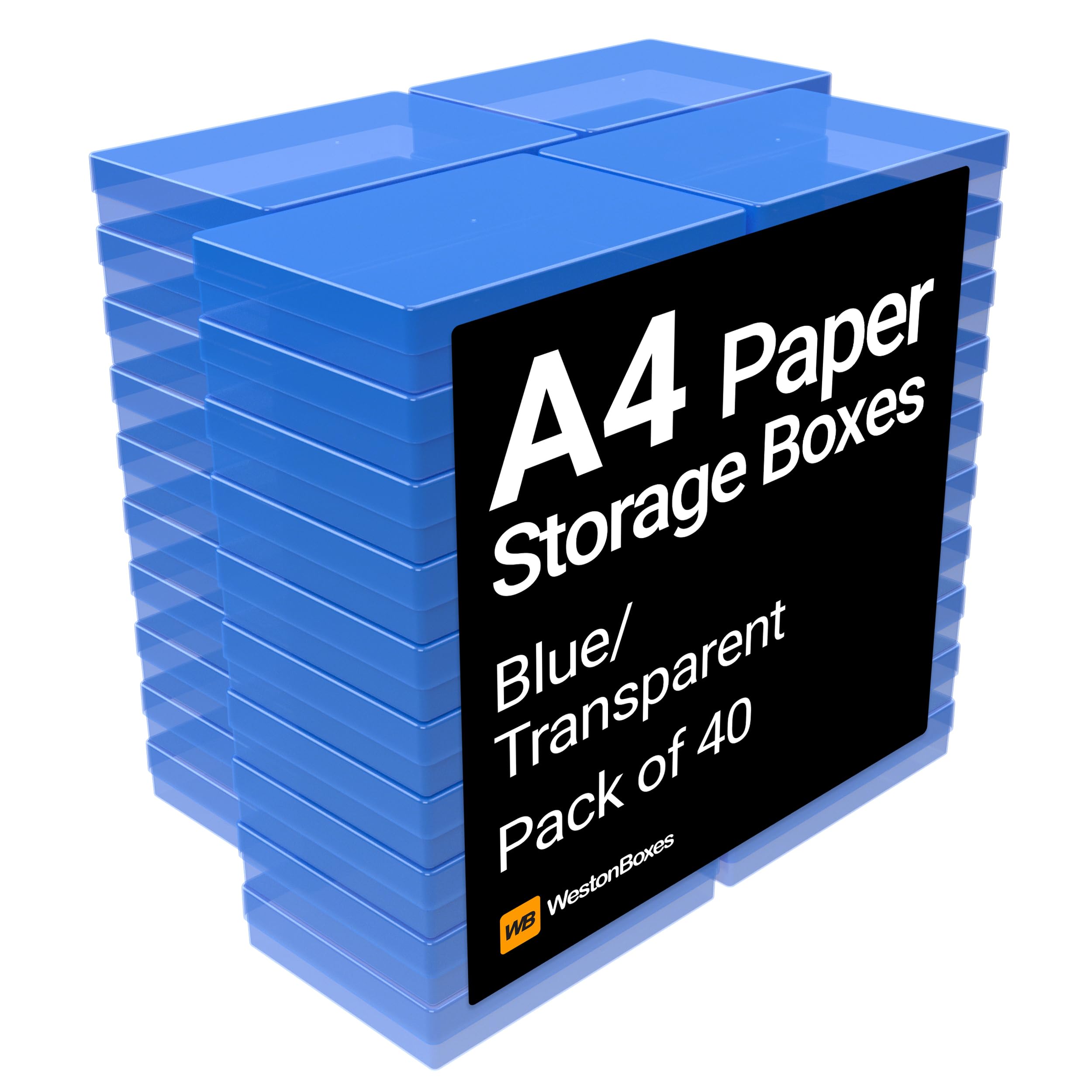Westonboxes Blue / Transparent A4 Plastic Craft Storage Boxes In 5 Colours